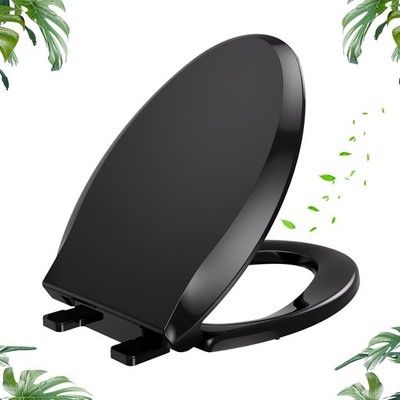 YASFEL Universal Elongated Toilet Seat Soft Close Ergonomic Thickened Plastic