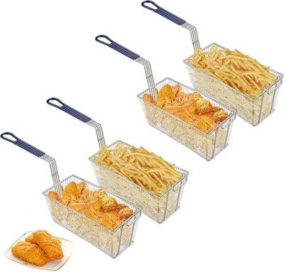 Deep Fryer Basket 4Pcs Commercial Non-Slip Handle Heavy Duty Nickel Plated Iron