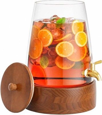 SANYOUNG 2 Gallon Glass Drink Dispenser w/ Spigot & Stand Leakproof Beverage