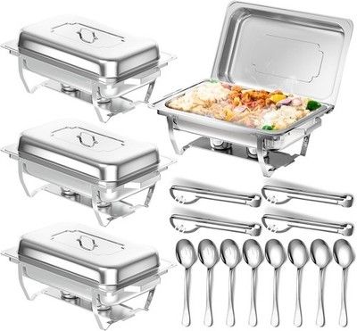Keyoxy Chafing Dishes for Buffet 8Qt High Grade Set Rolled-Edge Stainless Steel