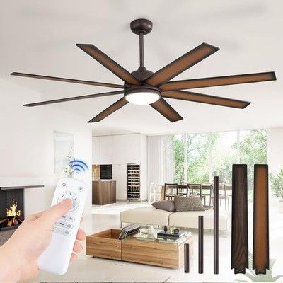 Fanbulous 65in Ceiling Fan with Light & Remote Bronze DC 8 Blade 3CCT Outdoor