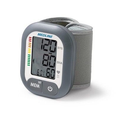 Medline Digital Wrist Blood Pressure Monitor LCD 60-Reading Memory Wearable