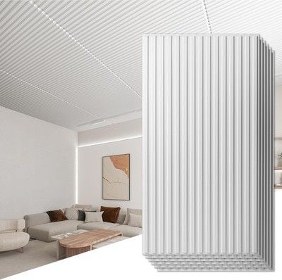 Art3d 12-Pack Slat 3D Wall Panels PVC Drop Ceiling Tiles 2x4FT White Interior