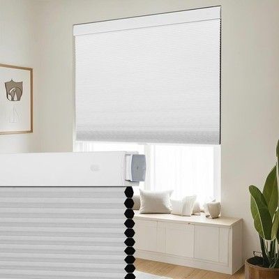 SEEYE No Drill Cordless Cellular Shades, Blackout Honeycomb Blinds for Indoor