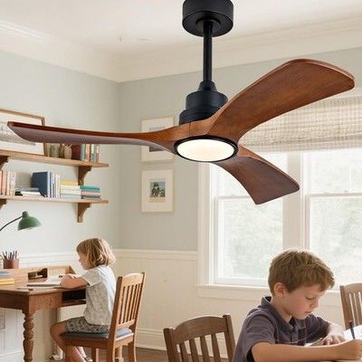 Gaizw 60in Ceiling Fan with Lights & Remote 3 Blade Walnut Reversible DC Motor