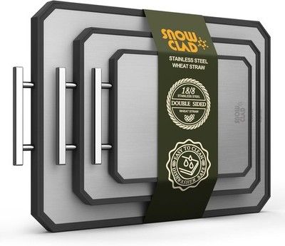 XL Double Sided Stainless Steel Cutting Board Set for Kitchen Chopping Boards