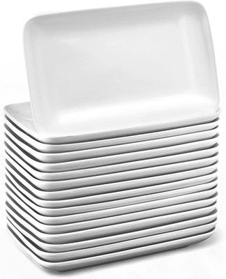 Irenare 16 Pcs 9in Rectangular White Porcelain Salad Dessert Plates