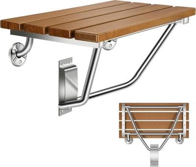 Treeshome 24in Folding Shower Seat Wall Mounted Bench w/ Stainless Steel Legs