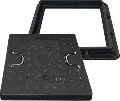 TONGMO 24x24in Square Manhole Cover & Frame Septic Tank Recessed Non-Slip