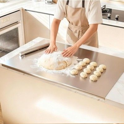 tonchean 304 Stainless Steel Cutting Board 35x23 w/ Rolling Pin Pastry Noodle