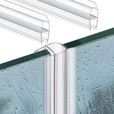 Shower Door Side Seal Strip 78.74in 2pc for 1/4in Frameless Glass Door U Type