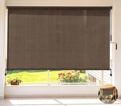 NOVINO Outdoor Roller Shades,Exterior Cordless Patio Shades Roll Up Blinds for