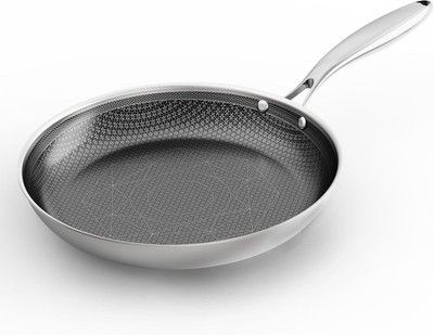 COOKER KING 10in Stainless Steel Pan Hybrid Nonstick Frying Skillet 3-Ply Clad