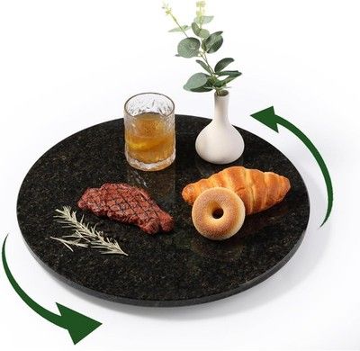 Koville 16in Black Marble Lazy Susan Turntable Kitchen Counter Cabinet Organizer