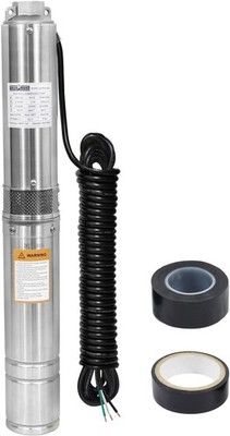 WASSERMANN 4in Deep Well Submersible Pump 1HP 230V 33GPM 190FT Head 10FT Cable