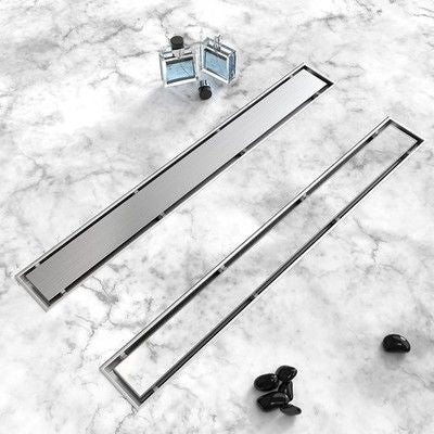 HTOH 32in Linear Shower Drain Brushed Nickel 2-in-1 Tile Insert 304 Stainless