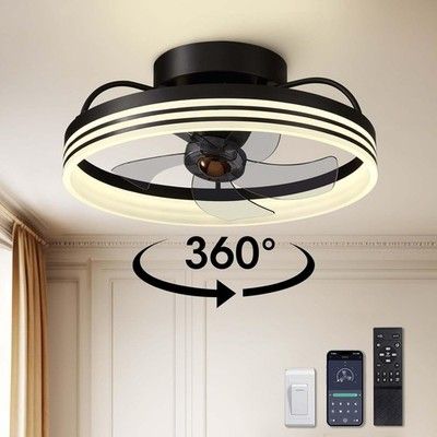 LUDOMIDE Ceiling Fans with Lights, 360° Rotating Ceiling Fan with Lights and