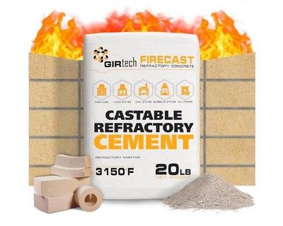 GIRtech FireCast Castable Refractory Cement Mix 3110 Degree F High Heat