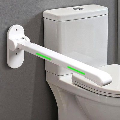 Opadwo 26.8in Flip-Up Toilet Grab Bar Wall Mount Bathroom Safety Rail Glow Strip
