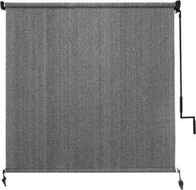 Sunocity Outdoor Roller Shade 8x8ft Cordless Two-Pole Exterior 90% UV Block