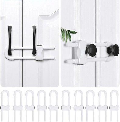 10 Pack Child Proof Adjustable U-Shaped Cabinet Locks Baby Safety White