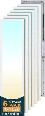 AIKVSXER 6-Pack 1x4 LED Flat Panel Light 50W 5500lm 3CCT 48in Dimmable