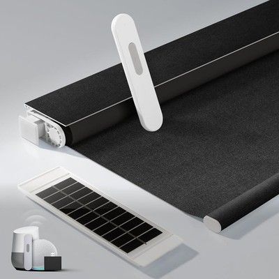 No-Drill Motorized Blinds Remote Blackout Solar Cordless Smart Roller 34x72"