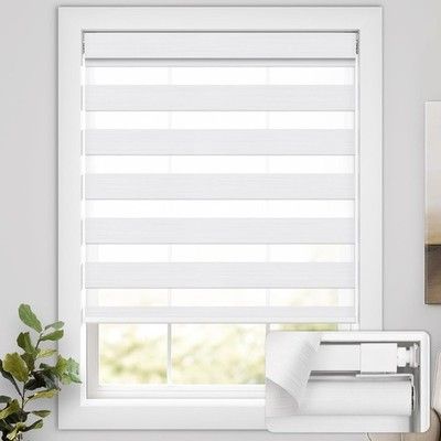 UNISHADES No Drill Cordless Zebra Blinds for Windows Linen Day Night Shades