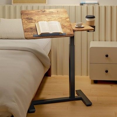 MLXINGCHEN Overbed Table w/ Wheels Pneumatic Tilt Hospital Bed Laptop Desk