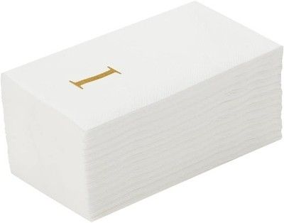 Luxenap 15.8x7.9 in Linen Feel Hand Towels Gold Letter I 50 Count