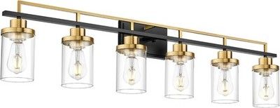 Emliviar 6-Light Farmhouse Bathroom Vanity Sconce Clear Glass Over Mirror Wall