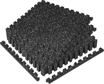 SUPERJARE 1in Extra-Thick Rubber Top Exercise Mat Puzzle Gym Flooring Home Gym