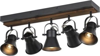 KEESFU 5-Light Track Lighting Kit Black Semi Flush Mount Rotatable Heads