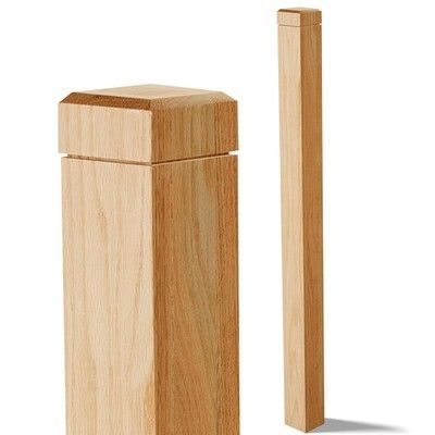 CroBlissful 3.5x3.5x48in Solid Red Oak Stair Newel Post Single Groove Notched