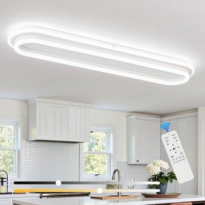 Vloitgol 31.5in Linear LED Flush Mount Ceiling Light Dimmable Remote White