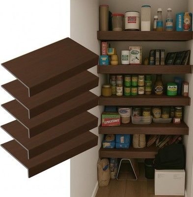 Gideio Walnut Wire Rack Covers 30x16 5-Pack Wood Grain Trimmable Pantry Shelf