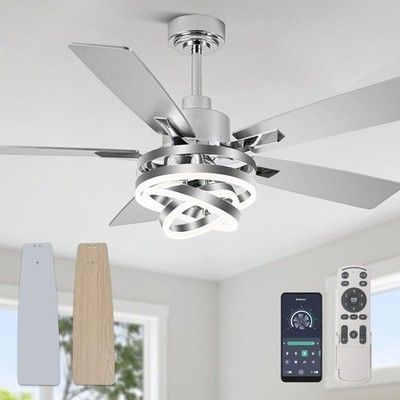 Curve Curio 52in Ceiling Fan w/ Light Modern DC Dimmable LED Fandelier