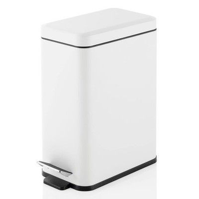 mDesign Pedal Bin Trash Can w/ Lid & Bucket Insert Bathroom Kitchen Metal White