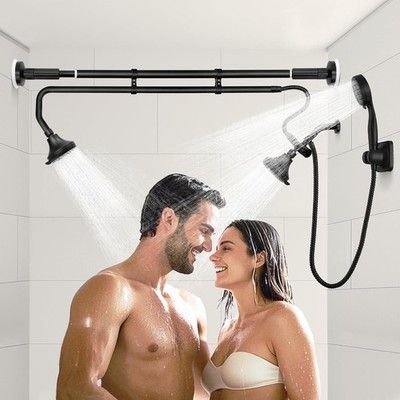 OURBAOFU Tandem Shower Dual Shower Heads for Couples w/ Handheld Head Combo