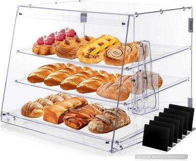 Old Canal 3-Tier Acrylic Bakery Display Case Countertop Pastry Dessert Cabinet