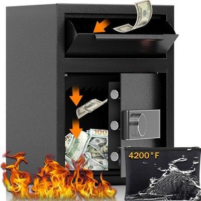 KAER 2.0 CUB Depository Drop Safe Fireproof, Front Drop Slot Lock Box with