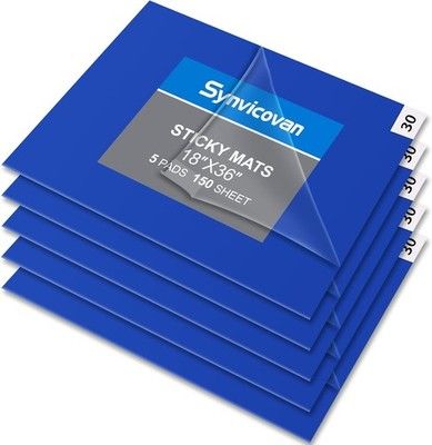 Synvicovan 18x36in Sticky Mat Tacky Floor Pads 5-Pack 150 Sheets Cleanroom