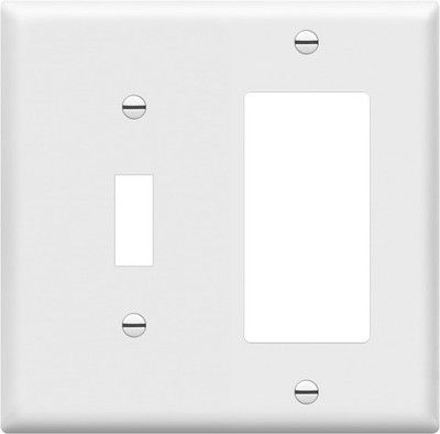 Enerlites 881131-W Decorator/Toggle Switch Wall Plate 2-Gang White