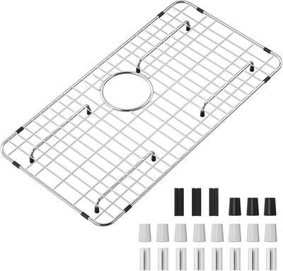 Vaucatu Sink Grid 26x14-1/16in Kitchen Sink Protector Stainless Steel Rear Drain