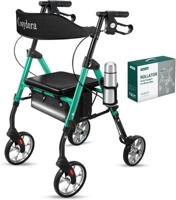 Cosydora Rollator Walker w/ Seat 13.6lb Folding 350lb 8in All-Terrain Green