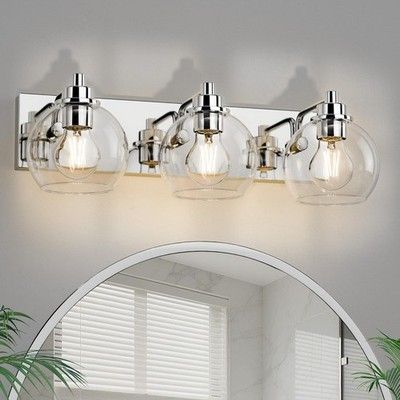 Espird 3-Light Chrome Bathroom Vanity Light Modern Over Mirror Lighting Fixture