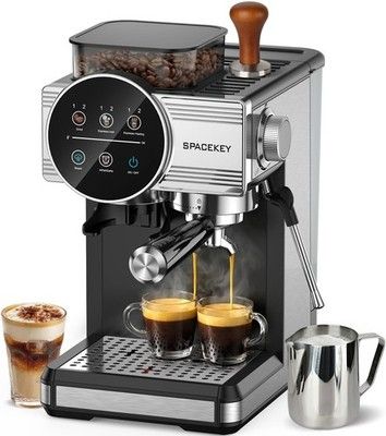 Spacekey Espresso Machine w/ Grinder 20 Bar All-in-One Coffee Maker Steam Wand
