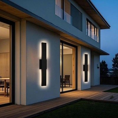 TULUCE 2 Pack 48'' Modern Black Outdoor Wall Lights, LED Exterior Wall Sconces