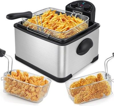 Secura 4L 17-Cup Stainless Steel 1700W Electric Deep Fryer w/ Timer & Filter