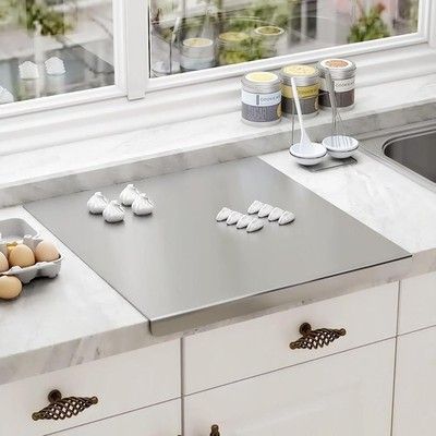 Nisorpa 31.5x22.8 Stainless Steel Cutting Board XL w/ Lip Rolling Pin Stove Top